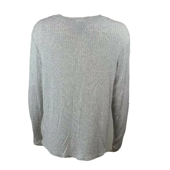 AVA & VIV Solid All Grey Gray Ribbed Button Down X - Picture 3 of 6